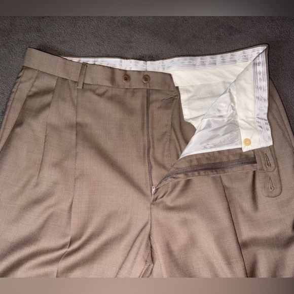 Nordstrom Zanella Size 36 Bennett Dark Khaki Wool Business Wedding Dress Pants - Picture 8 of 12